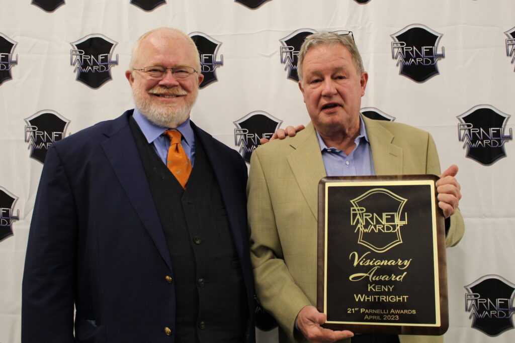 Parnelli 2023 Allen Branton presented the Parnelli Visionary Award to Keny Whitright
