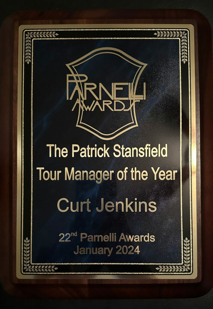 Patrick Stansfield Tour Manager of the Year Curt Jenkins